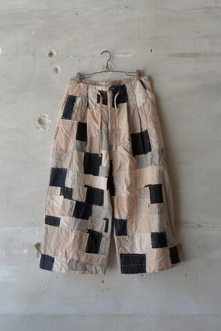 PROJECTbyH. プロジェクトバイエイチ /”NAIDAR”CURVED LINE CROPPED WIDE TROUSERS_PATCHWORK (sold)